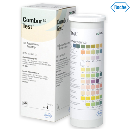 Roche Combur 10 Urine Test Strips, 100s/bottle