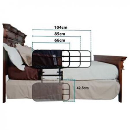 Medpro Elderly Fall Prevention Extendable Bed Rail Bar with Pouch & Bed Strap