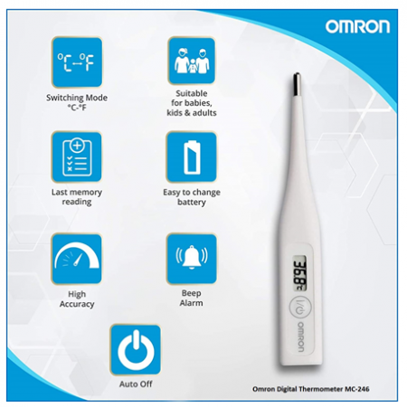 Omron Digital Thermometer, 1 Unit/Pack #MC-246