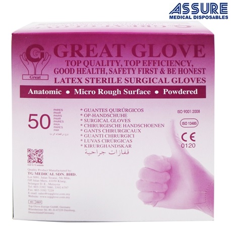Assure Latex Sterile Surgical Gloves Powdered (50pairs/Box)