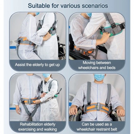Adjustable Gait Transfer Belt For Elderly Walking And Patient Lifting, 56'' (2-in-1)