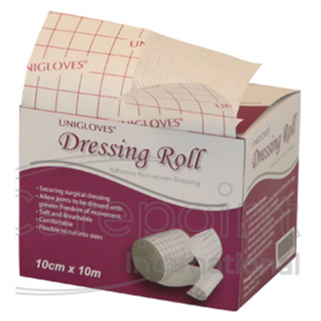 Unigloves Dressing Roll, Adhesive Non-woven Dressing, 10cm x 10m (1roll/box)