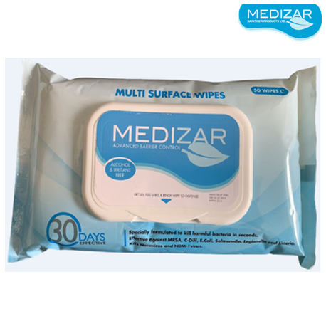 Medizar Antibacterial Multi Surface Wipes (50pcs/pack, 50packs/carton)