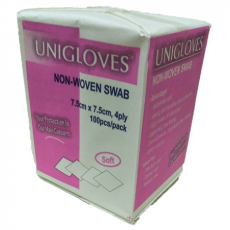 Unigloves Non-Sterile Non-Woven Swabs, 4ply, 100pcs/pack