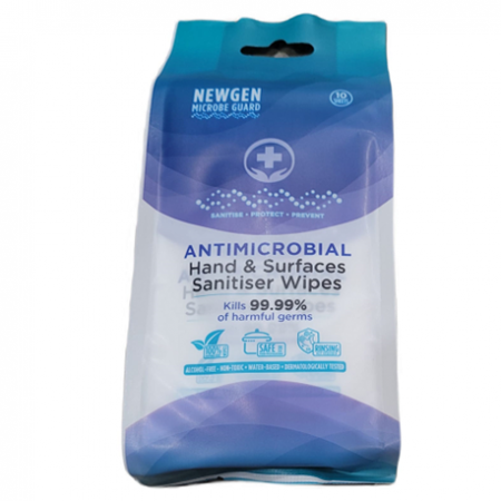 Newgen Microbe Guard Hand & Surfaces Sanitiser Wipes (10pcs/packet, 10packets/box)
