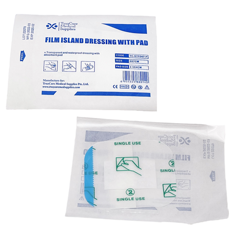 Disposable Sterile Transparent Film Dressing with Pad, 6cm x 7cm, 100pcs/box