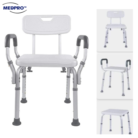 Medpro Stainless Steel Toilet Shower Chair with Removable Backrest & Handle