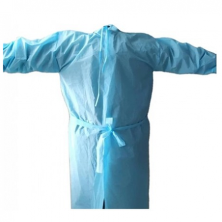 Disposable Isolation Gowns 40gsm, 5pcs/pack (Knitted cuff & Neck Tie-on)