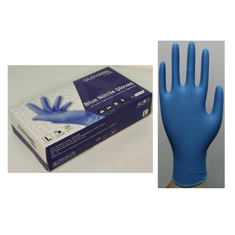 Glovanil Nitrile Examination Gloves, Powder-Free, Blue (100pcs/box) X 10