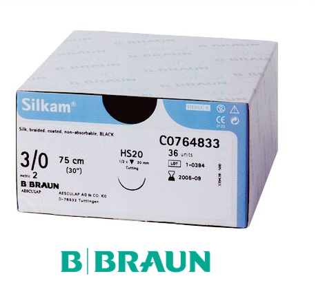 B. Braun Silkam Suture Black 3/0 45cm (DS19) 36pcs/box