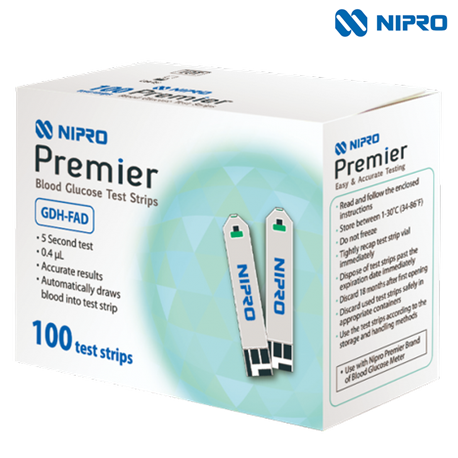 Nipro Premier Blood Glucose Test Strips, 100strips/pack