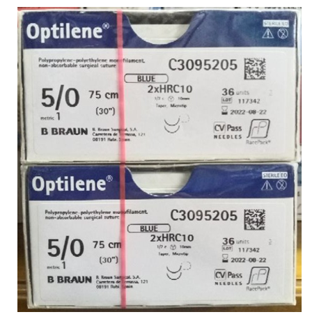 B Braun Optilene Sutures 5/0 (1) 45cm, DS16, 36pcs/box