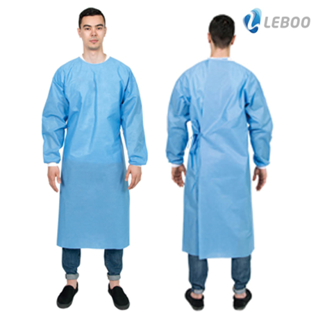 [5 Cartons] Leboo T Style Standard Surgical Gown with Hand Towel, Blue, 40gsm (1pc/pouch, 30pcs/carton)