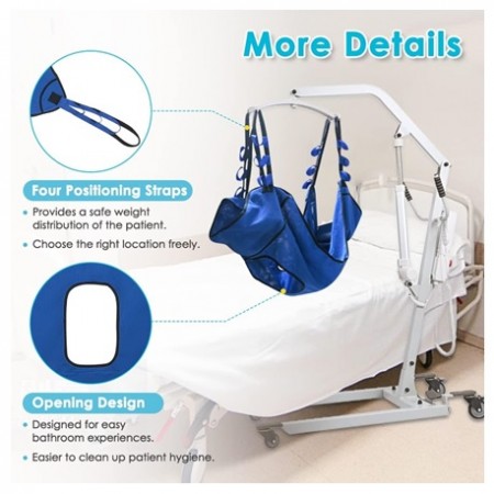 Patient Lift Toileting Sling Large Mesh Sling for Shower, Per Pc