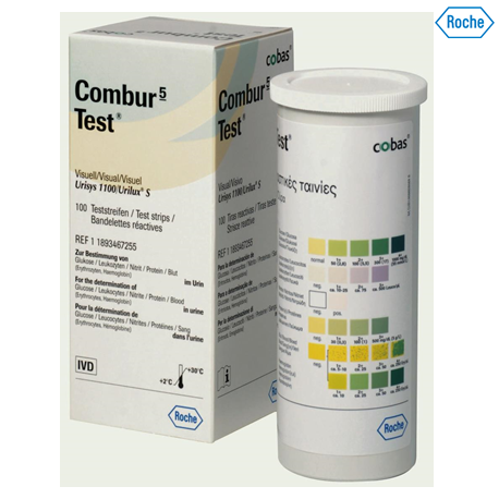 Roche Combur 5 Urine Test Strips, 100s/bottle