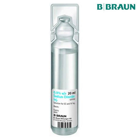 B Braun Sodium Chloride NaCl 0.9% for Injection, 20ml, Per Piece