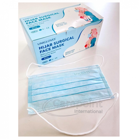 Unigloves 3pIy Surgical Face Mask Headloop-Hijab, Blue (50pcs/box)