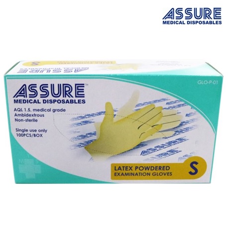 Assure Latex Exam Gloves Powdered (100pcs/Box, 10boxes/case)