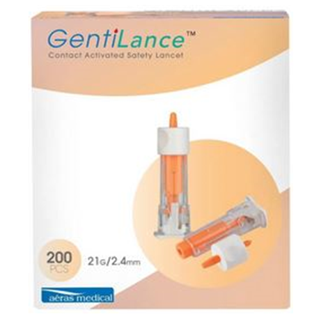 GentiLance Contact Activated Safety Lancet, Orange (21G/2.4mm) 200pcs/box