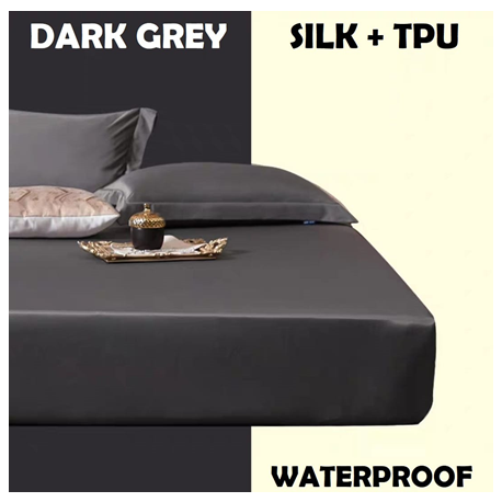 Medpro Waterproof Silk Single Bed Sheet, 90cm x 200cm, Dark Grey, Each
