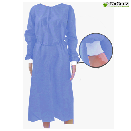 Nxgenz Disposable Protective Gowns with Round Neck, Tie Back, 30gsm (100pcs/carton)