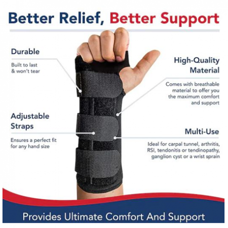 Medpro Carpal Tunnel Hand Wrist & Thumb Brace Adjustable Velcro Strap