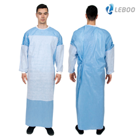 Leboo Sterile T style Reinforced Surgical Gown, Full Sleeve, SMMS, 40gsm (30pcs/carton)