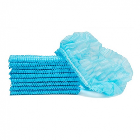 Bouffant Cap, Fluid Resistant, 21'' (White/Blue) 100pcs/pack 
