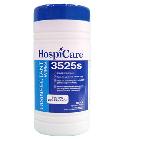 Hospicare 3525S Disinfectant Wipes, 20cm x 27cm, 200pcs/can