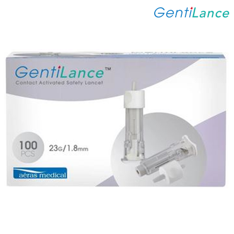 GentiLance Contact Activated Safety Lancet, Grey (23G/1.8mm) 100pcs/box