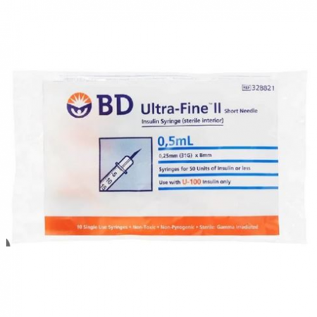 BD Ultra-Fine Insulin Syringe, 0.5ml 