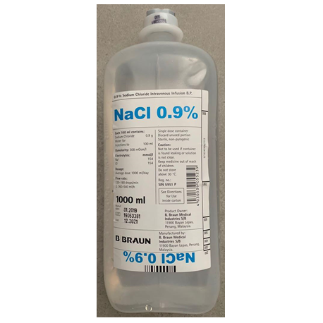 Sodium Chloride 0.9% IV Infusion, 1000ml (10 bottles/carton)