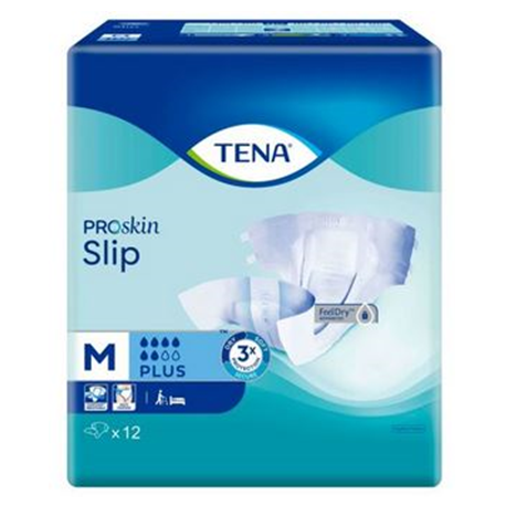 Tena Proskin Slip Plus Diapers, Medium (12pcs/bag, 6bags/carton)
