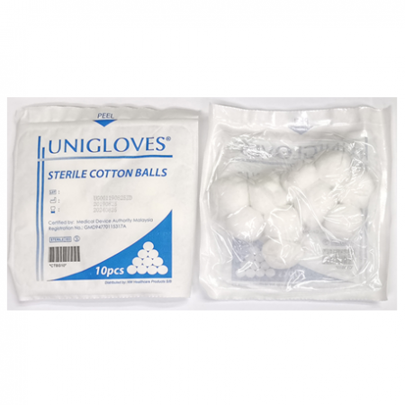 Unigloves Sterile Cotton Ball (10pcs/pack, 20packs/box)