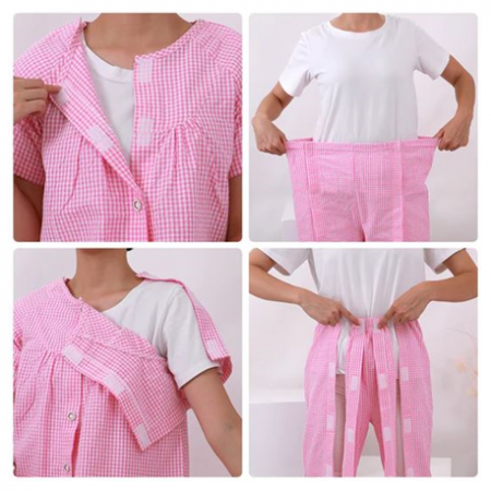 Easy to Don Patients Velcro Clothes Shirt and Shorts for Female, Per Set