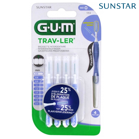 Sunstar Gum Trav-Ler Interdental Brushes, 0.6mm, 4pcs/pack #1312