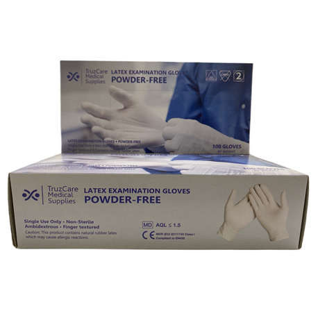 Disposable Latex Powder Free Examination Gloves, White, 100pcs/box