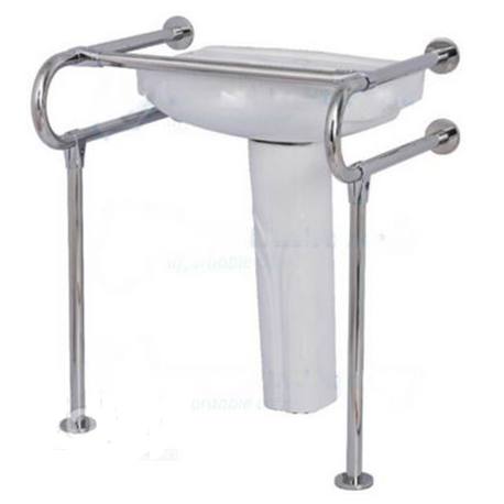 Stainless Steel Basin Support Bar with Leg, Per Unit
