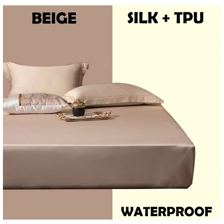 Medpro Waterproof Silk Single Bed Sheet, 90cm x 200cm, Beige, Each