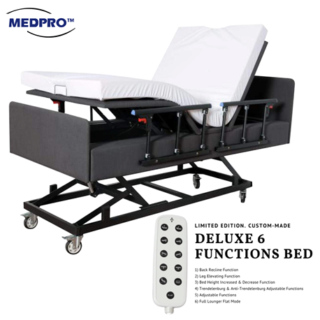 Medpro Deluxe 6 Functions Electric Hospital / Home Bed with 4 Side Rails