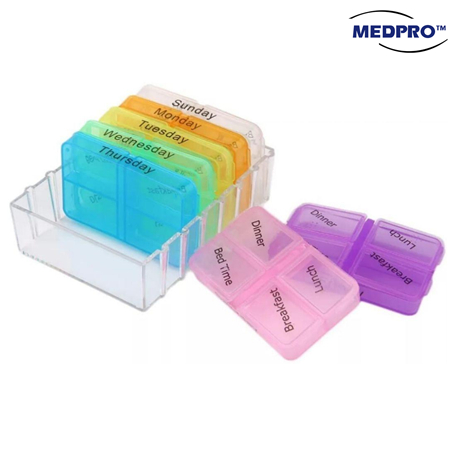 Medpro Medicine Storage Tablet Box with 28 Compartments, Per Set