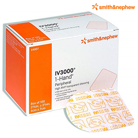 Smith&Nephew Opsite IV3000 1-Hand Moisture Responsive Catheter Dressing, Per Box