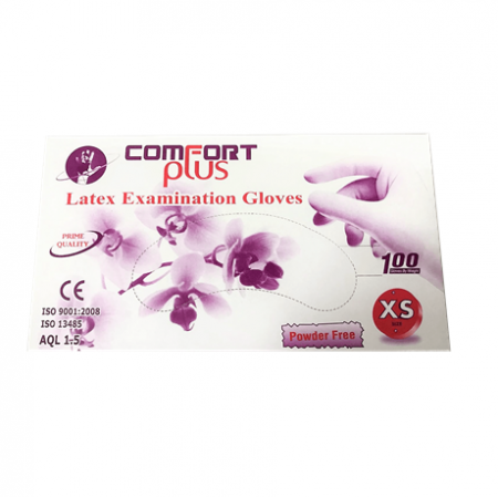 Comfort Plus Latex Examination Gloves Powder-Free, 6.2gm, 100pcs/box