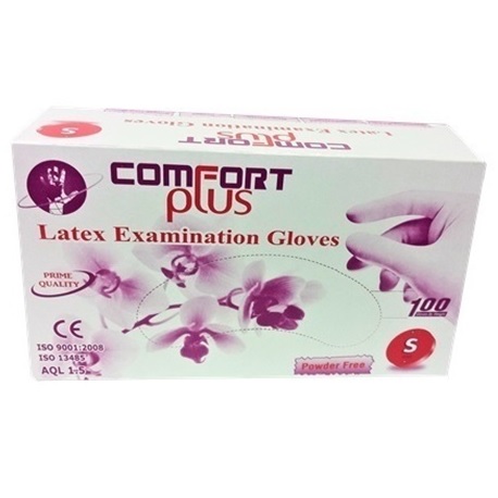 Comfort Plus Latex Gloves Powder-Free, 6.2gm (100pcs/box,10boxes/carton)
