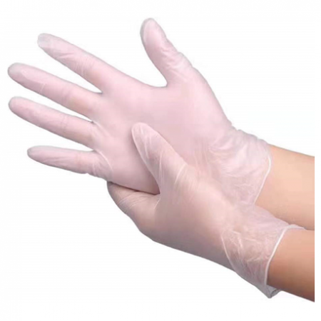 Disposable Non Sterile Clear Vinyl Powder-Free Gloves, 100pcs/pack