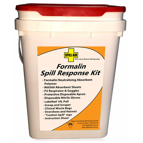 Spill Aid Formalin Spill Response Kit, 230 x 230 x 310mm, 1.35 Kg, Per Kit