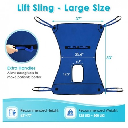 Patient Lift Toileting Sling Large Mesh Sling for Shower, Per Pc
