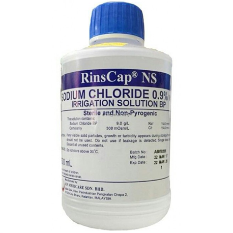 RinsCap Normal Saline Sodium Chloride 0.9% Irrigation Solution BP - 500ml