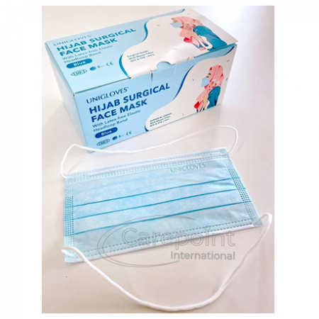 Unigloves 3pIy Surgical Face Mask Headloop-Hijab, Blue (40boxes/carton)