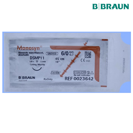 B Braun Monosyn Undyed Sutures 6/0 45cm, DSMP13, 36pcs/box